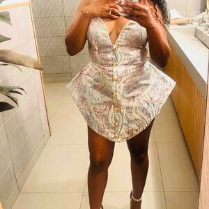 Elegant Strapless Dress with Gold Accents